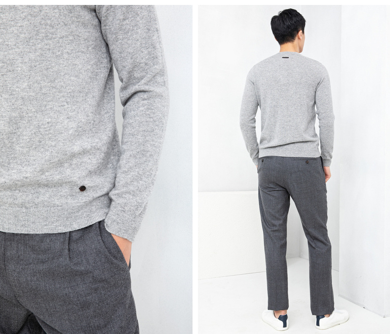 Erdos 18 mùa thu và mùa đông mới áo len cashmere cổ tròn cơ bản cho nam áo khoác thể thao nam