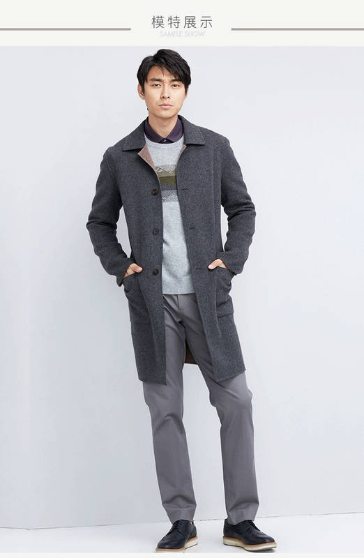 ERDOS mùa thu và mùa đông dài màu sắc tương phản hai mặt cashmere của nam giới áo E174K3006 áo dạ nam hàn quốc