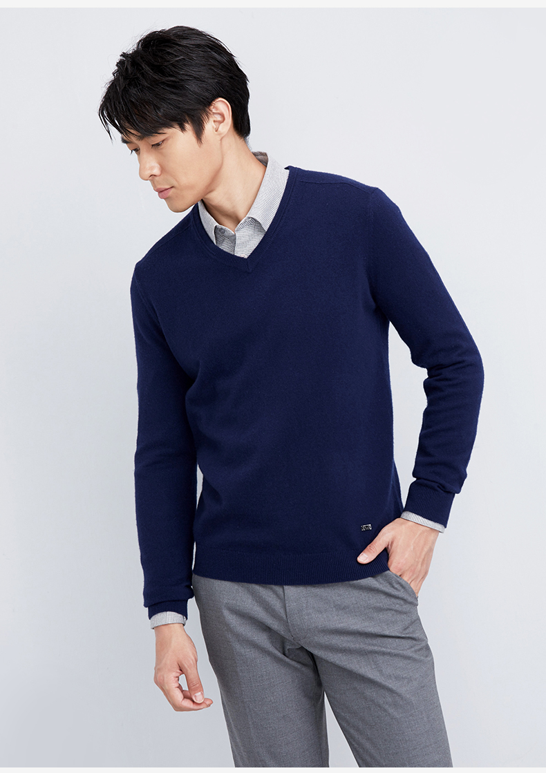 ERDOS mùa thu và mùa đông kinh doanh cashmere V-Cổ cashmere áo len nam áo len E173A0061