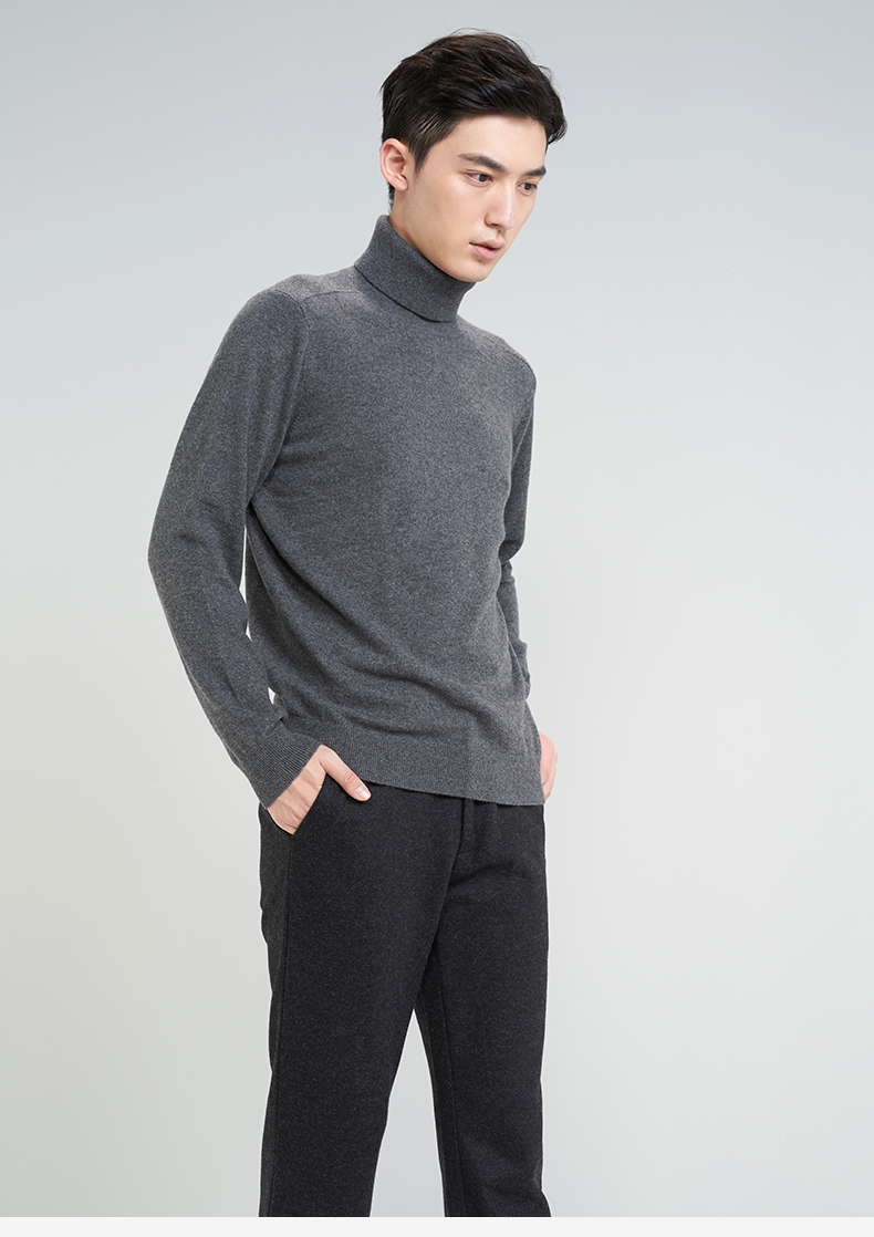 ERDOS mùa thu và mùa đông cao cổ áo màu rắn nam cashmere áo len E177A0002