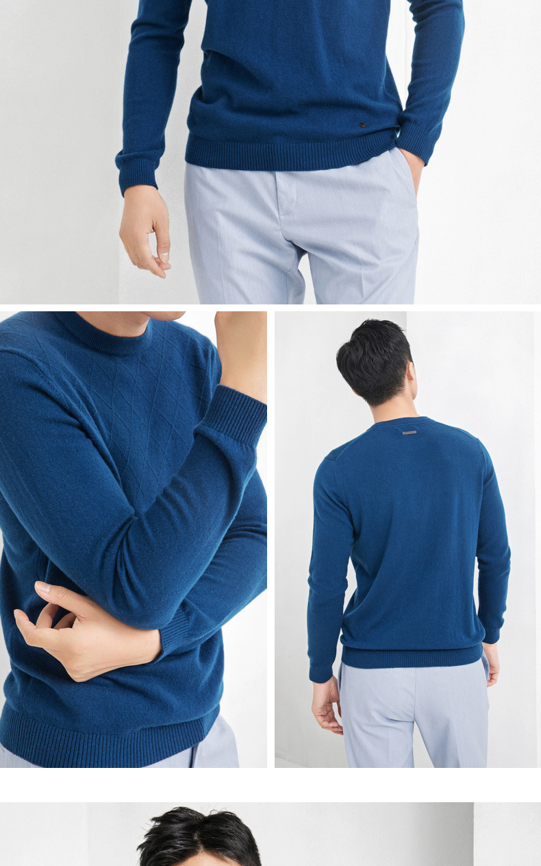 Áo len cashmere cổ điển Ordos mùa thu đông 2018 mới áo cổ lọ nam