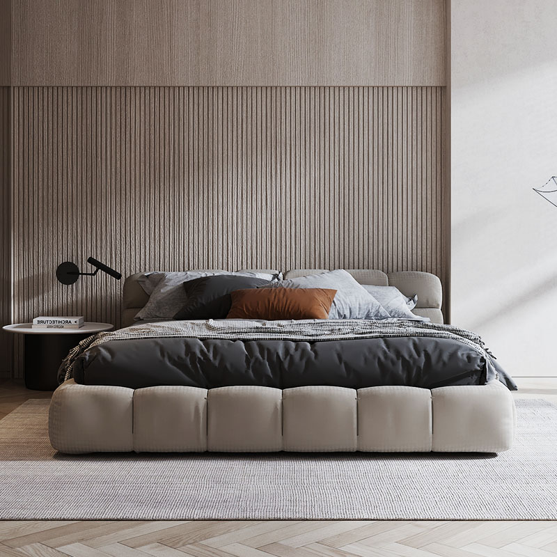 Nordic cloth art bed minimalist modern industrial wind double soft bed Italian innate master bedroom with light lavish tatami wedding bed