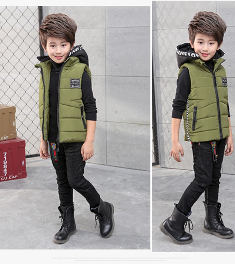 Trẻ em cộng với áo nhung cotton dày cho bé trai mùa thu và mùa đông thiếu nhi lớn mùa xuân mới vest vai mùa đông vest lỏng áo gile cho bé gái 7 tuổi