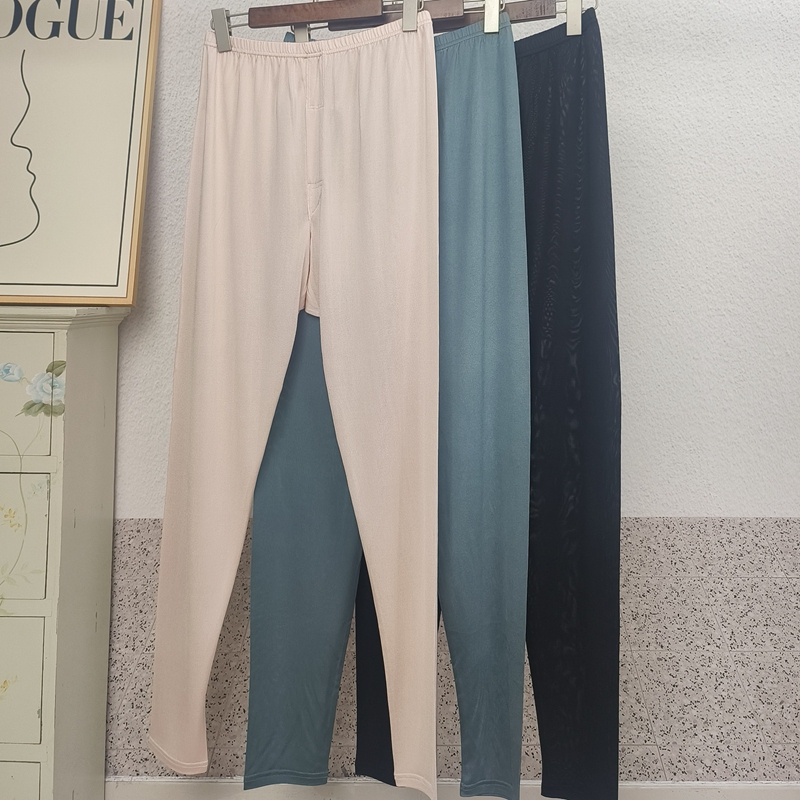 100% Mulberry Silk Men's Spring and Autumn Silk Knit Long Johns, Large Size High-Waisted Inner Pants, Sleep Pants, Air Conditioning Pants, Base Layer Pants 100% Mulberry Silk Men's Spring and Autumn Silk Knit Long Johns, Large Size High-Waisted Inner Pants, Sleep Pants, Air Conditioning Pants, Base Layer Pants