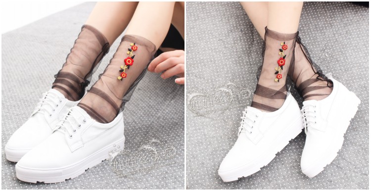 Vớ rỗng Nhật Bản vớ nữ mùa hè mỏng trong ống lưới cưới ren thêu ren công chúa nữ - Bít tất nữ vớ nữ cổ ngắn