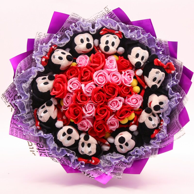 Mitch Minimi Mouse Cartoon Bouquet Soap Emulation Rose Flowers 99 Dove to hold a birthday wedding gift