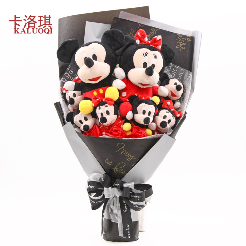 New couple Mickey Mouse doll doll bouquet Plush cartoon bouquet Mickey Minnie birthday gift for girls