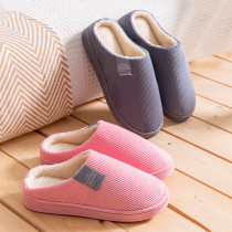 Home cotton slippers men household thick bottom autumn and winter non-slip indoor warm wool plush slippers men winter size
