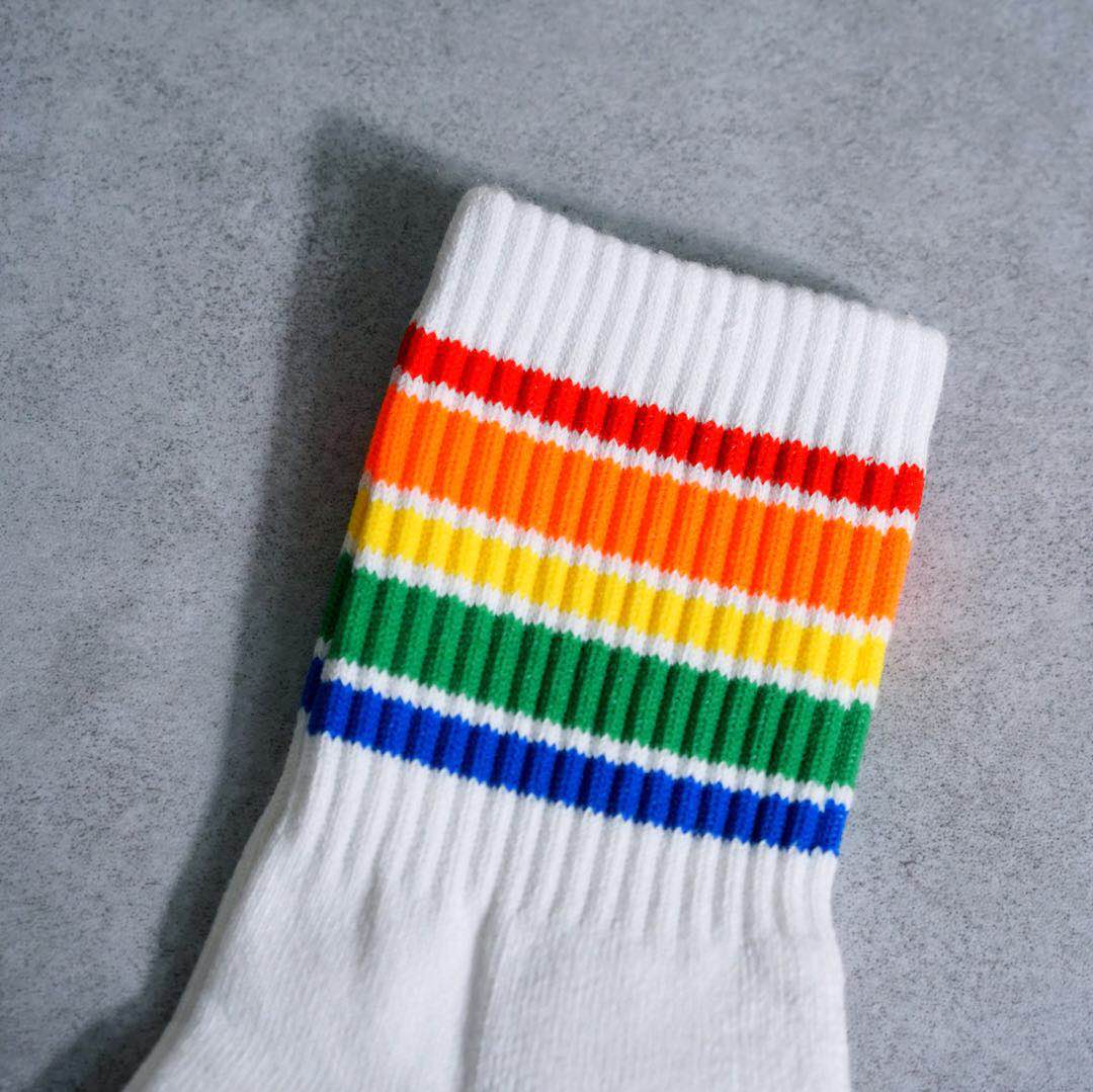 Áo khoác cotton nam cầu vồng sọc phía dưới khăn thể thao - Vớ nam vớ thể thao