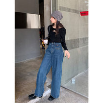 Red People Gallery High Waist Jeans Women 2022 New Fall Straight Barrel Loose Pants Design Sensation Little Old Daddy Pants