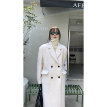 Red Peoples Pavilion wool white coat of dress Womens autumn winter 2022 The new thickening of the new thickened South Korean hairy jacket