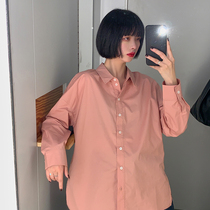 Red Hall Long Sleeve Shirt Women 2021 Autumn New Long Fashion Loose Joker Solid Color Basic Shirt