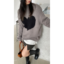 Red Peoples Pavilion Knitted Sweatshirt Woman Autumn Winter 2022 New Design Sense small crowdsourced fashion blouse Lazy Loving Sweater