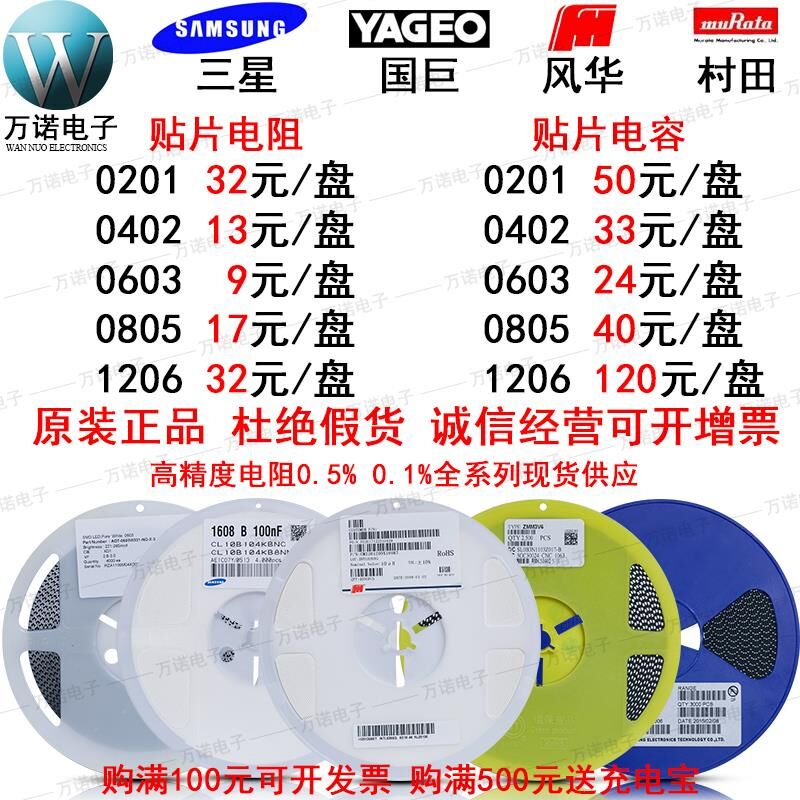 SMD resistor Capacitor inductor 0402 0603 0805 1206 0R-10M Electronic components with single