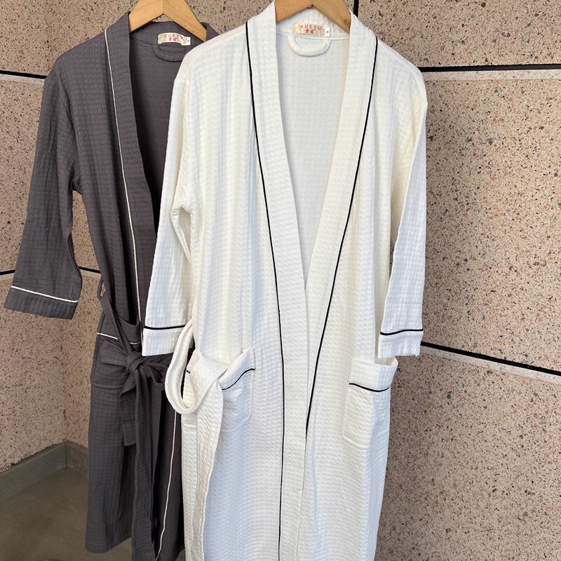 Quality Waffle Bathrobe for Men and Women, Absorbent and Quick-Drying Bathrobe, Adult 100% Cotton Bath Towel, Nightgown, All-Season Style Quality Waffle Bathrobe for Men and Women, Absorbent and Quick-Drying Bathrobe, Adult 100% Cotton Bath Towel, Nightgown, All-Season Style