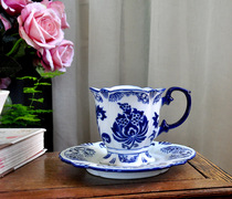 Jingdezhen porcelain European milk cup tea Blue and white porcelain coffee cup and saucer set of new Chinese to send foreigners