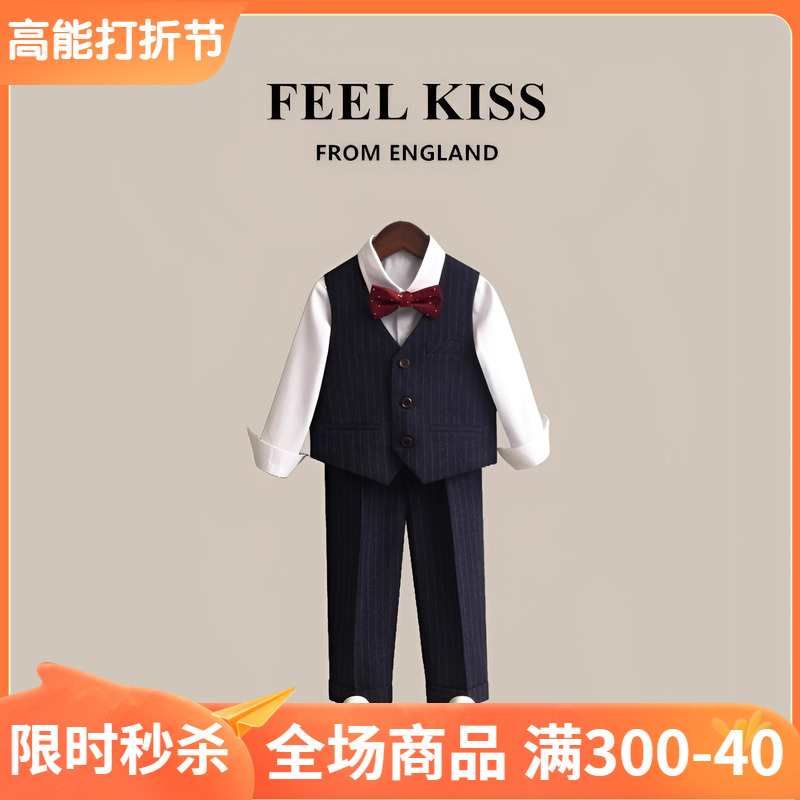 UK Feel kiss boy suit gown Inron wind handsome autumn ocean flower child suit suit-Taobao