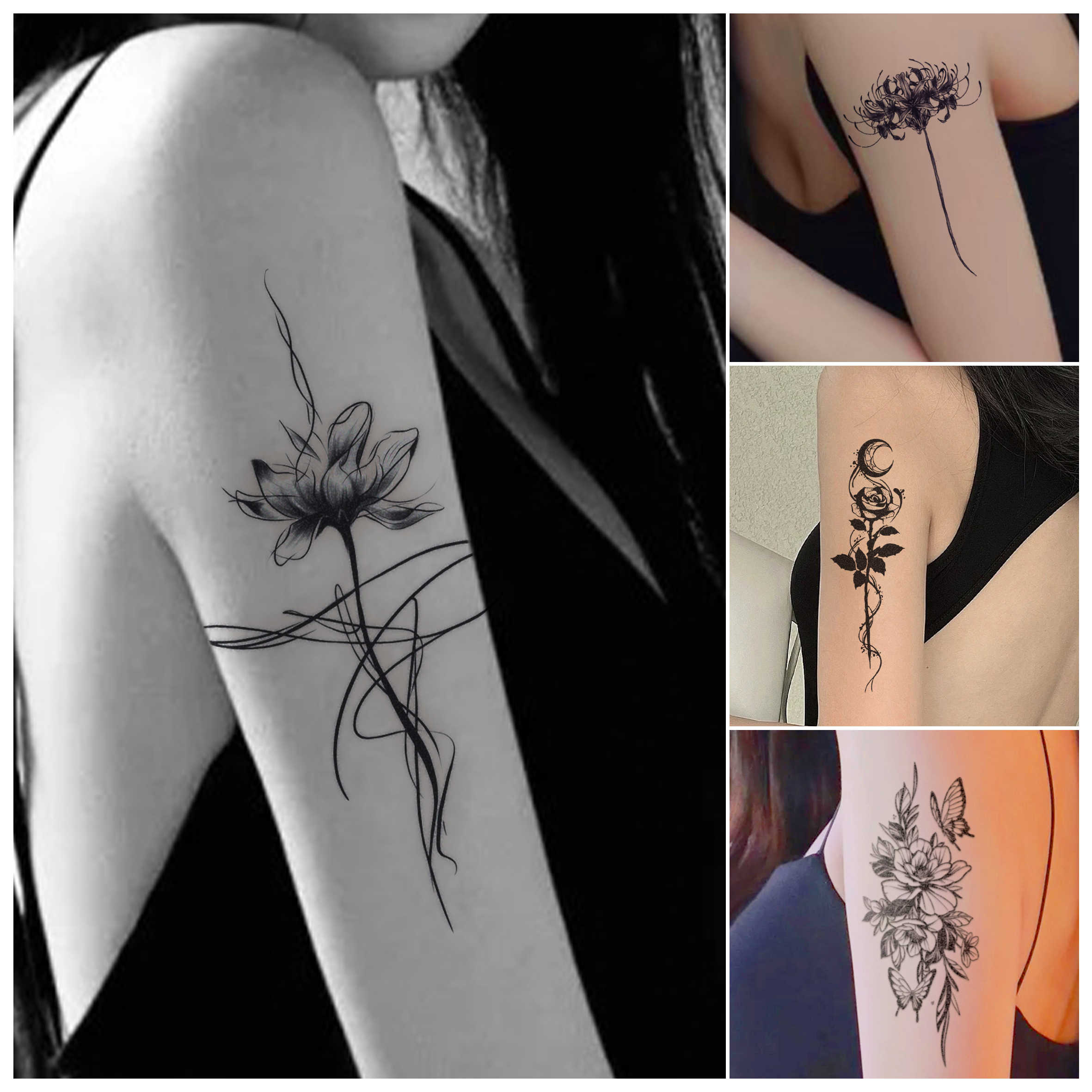 3D牡丹玫瑰纹身贴纸推荐！防水耐用+多种图案，孕妇也能安心贴？_身体彩妆_淘宝美妆网, image size:2362x2362