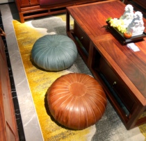 Cowhide futon pouf balcony stool bay window pumpkin cushion tatami Nordic American lazy bedroom round retro