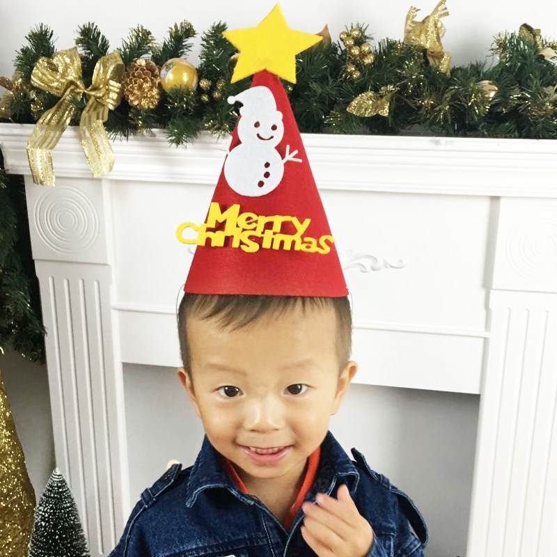 Christmas DIY unwoven cartoon hat old man snowman tree deer hat adult children's head adorned with solid hat