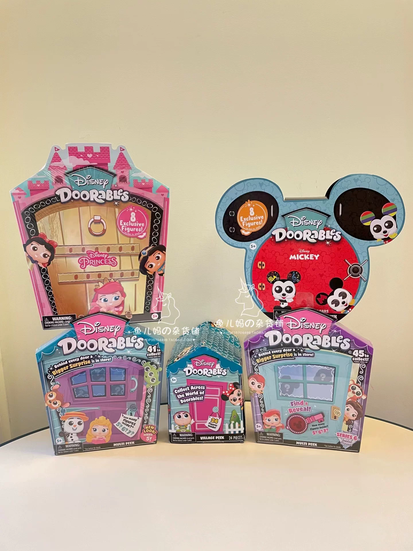 [Qing] Американский DISNEY Doorables Five -Старший персонаж Диснея открывающий дверь сложенный дом скрытая коробка игрушка