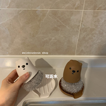 Help Grocery Shop Bear Kitchen Clean Brush Pot Artificial Wire Handle Steel Wire Ball Cleaning Ball
