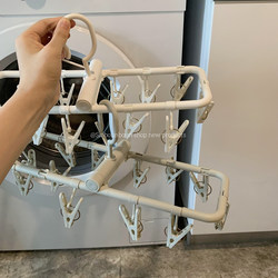 ຮ້ານຂາຍເຄື່ອງແຫ້ງ Xinbangbang underwear socks windproof clothespin hanging drying rack home multi-clip clothes rack