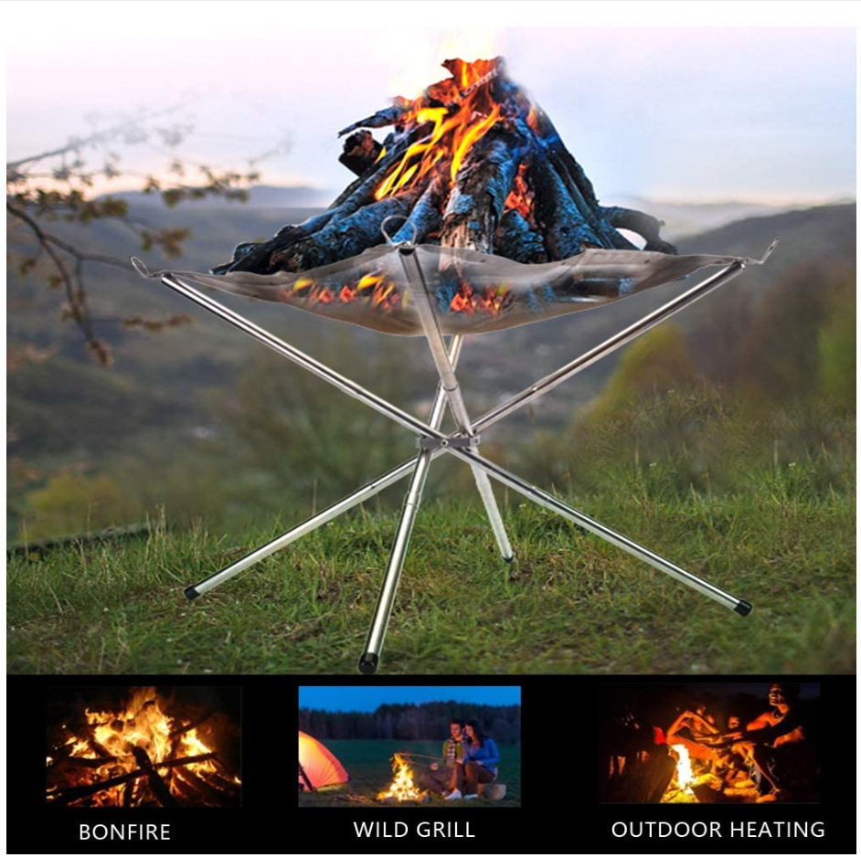 Outdoor ultra-light wood stove charcoal stove folding barbecue grill charcoal stove charcoal fire frame lotus fire bench