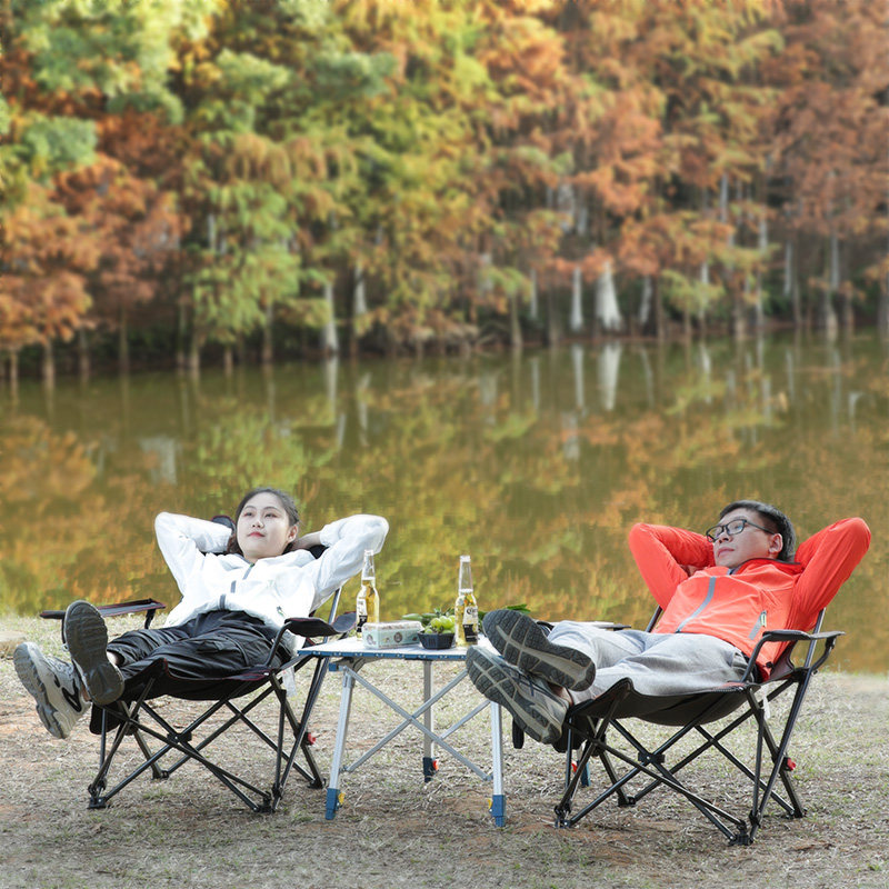 Outdoor Camping Folding Chair Portable Lunch Lounge Chair Beach Fishing Leisure Chair Three-speed Adjustable Sitting and Lying