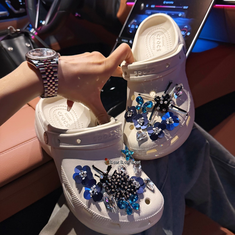 [Blue Glow] Original Crocs Shoe Charms Shiny High-End Accessories Crocs Compatible Shoe Decorations