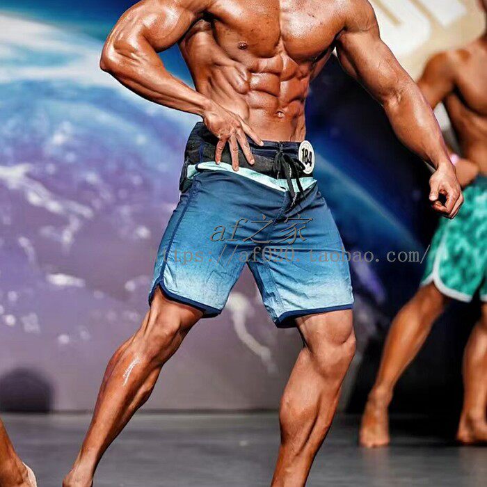 Men's fitness competition shorts zipsy knee beach pants summer 50% pants blue 50% Pants Sport Surfing Pants Speed Dry