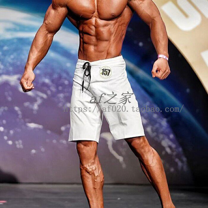 Men's fitness race with knee beach tide loose five - pants sports five - pants in summer surfing shorts white