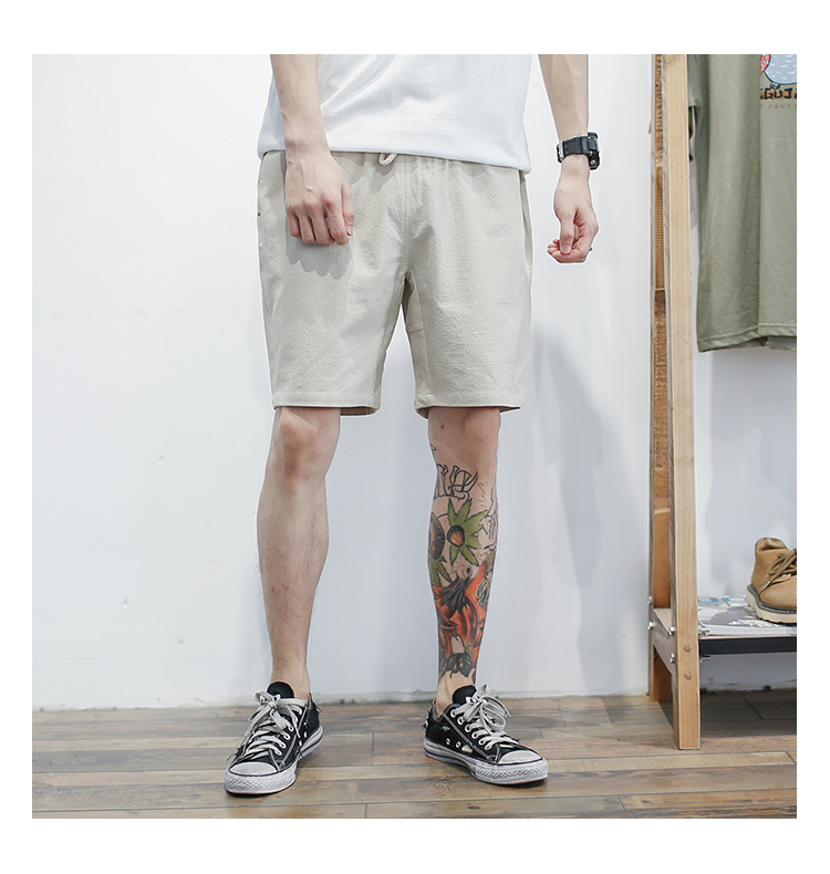 GBOY ánh sáng mùa hè và cotton thoáng khí và linen quần short nam Nhật Bản thanh niên rắn màu rửa quần bãi biển quần lỏng lẻo quần ngố nam