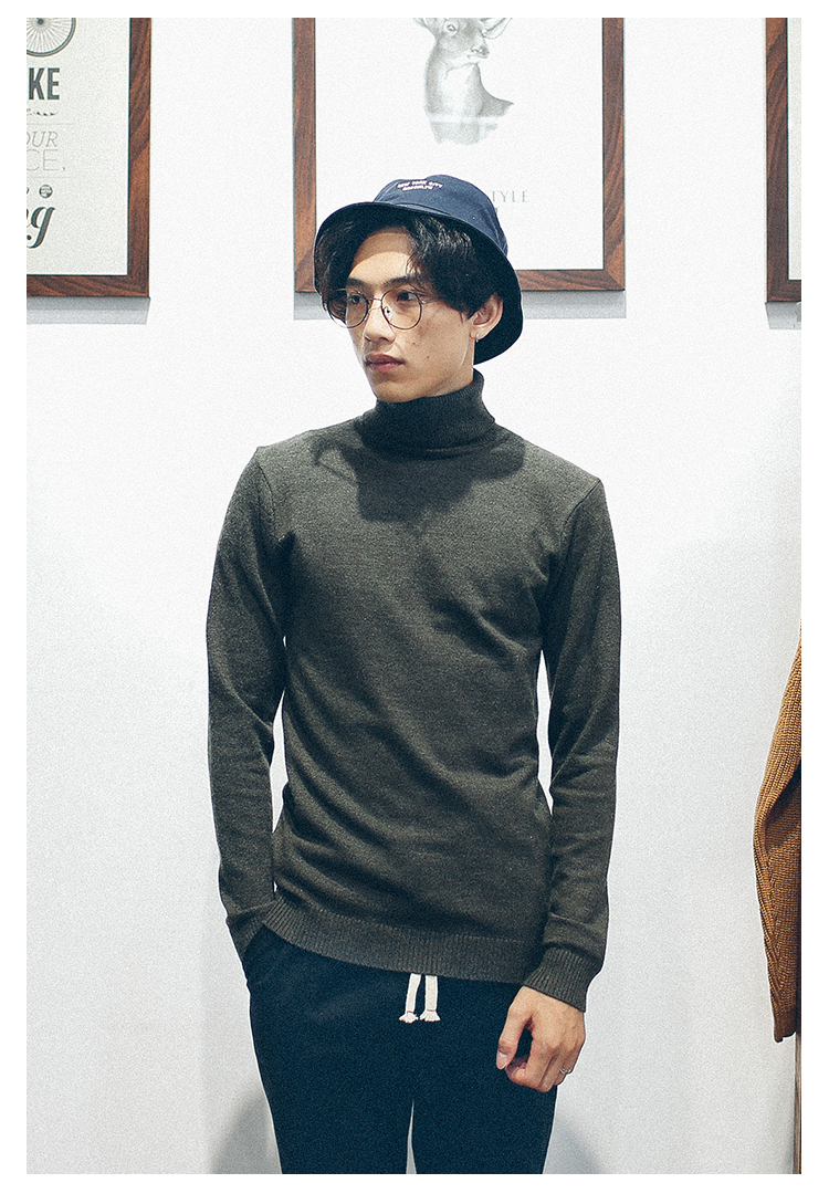 GBOY mùa đông Nhật Bản màu rắn áo len cao cổ mỏng xu hướng nam thanh niên chạm đáy áo len rửa áo len giản dị áo đẹp
