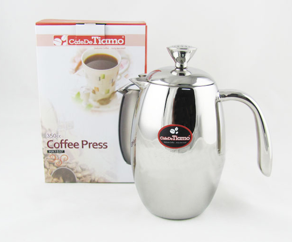 TIAMO double layer stainless steel French filter press pot Coffee pot Coffee powder filter Bubble Home Hand Pressure Portable hand flush teapot