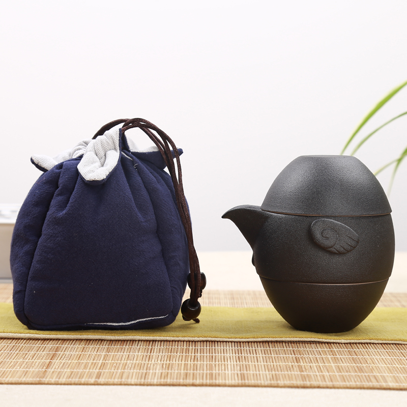 Open Sheet Ru Kiln Ceramic Express Guest Cup One Pot two-two-cup portable travel Gongfu tea furniture set group home teapot tea cup