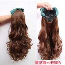 Mate - shaped long curled half - haired wig can pull direct hair - haired large wave thickening