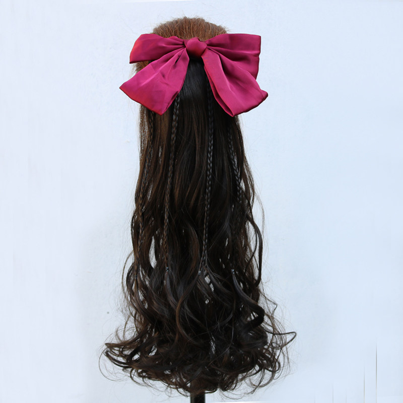 The hair - tail wig female butterfly hair card long curly hair - tail short curls and short curls
