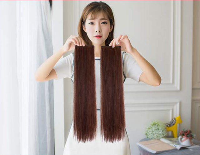 Emulated hair two clips No marks Thickened Wig Sheet Women 2 Cards Straight Hair Pieces Pick Hair-sheet Hair-Taobao