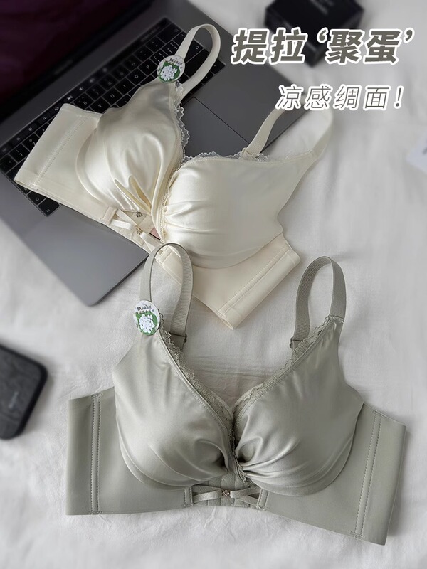[Victoria High-End Lingerie] Adjustable Thickened Mulberry Silk Wireless Small Chest Push-Up Bra Set