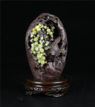 Shi Junzhai Qingtian stone carving boutique ornaments Sancai Zhoucun dragon egg stone safflower frozen lard white grape fruitful