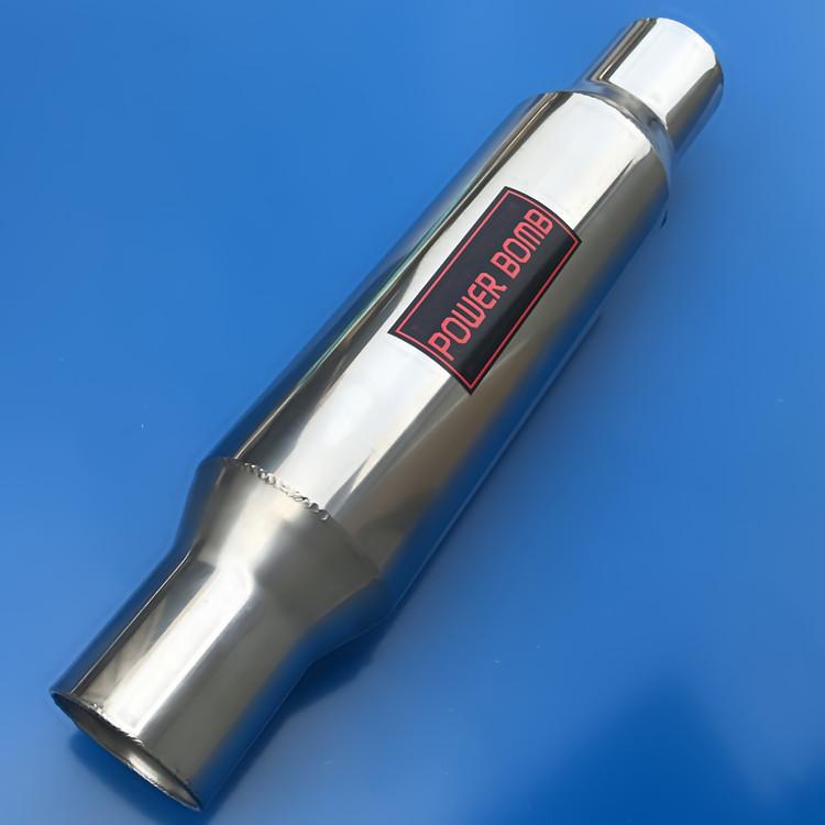 Automotive welding retrofit with stainless steel universal exhaust pipe straight row style midsection muffled drum retrofit piece