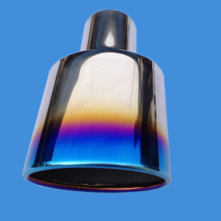Automotive stainless steel general purpose welding retrofit with nano-titanium blue flat mouth exhaust pipe decorative tailpipe tailpipe tail finish