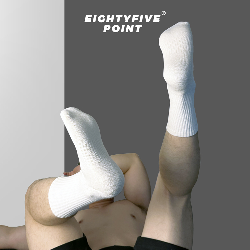 Men's Trendy Mid-Length Cotton Socks, Non-Odor, Pure Cotton, Black and White, Internet-Famous, Super Popular, Summer Style