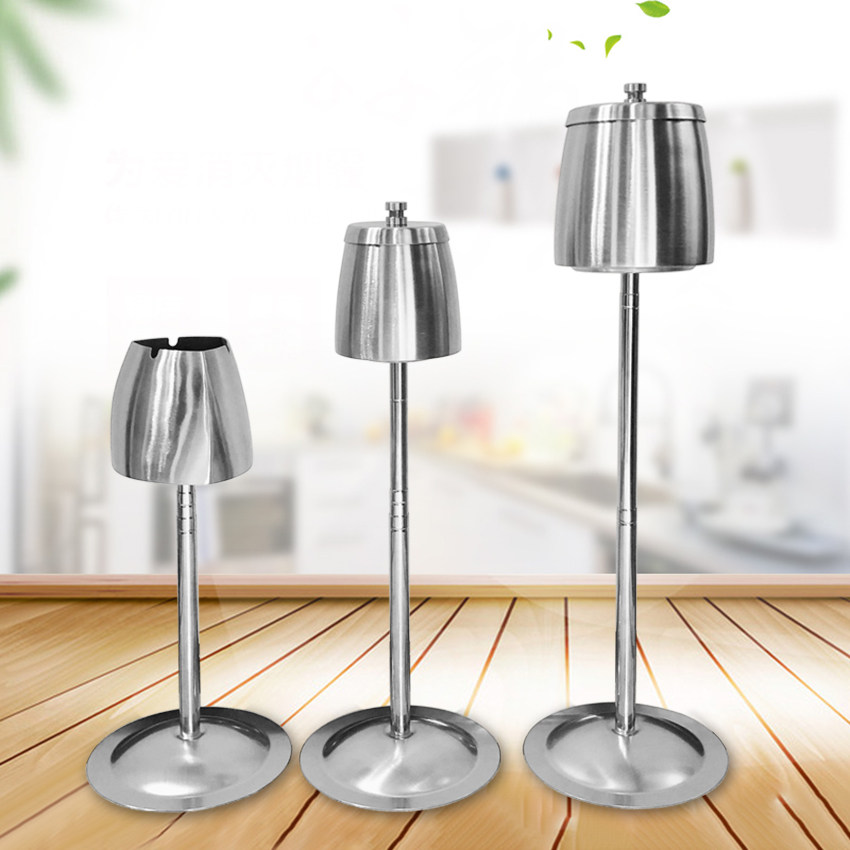 Stainless steel ashtray home with cover large metal personality multi-functional ashtray retractable landing outdoor ashtray