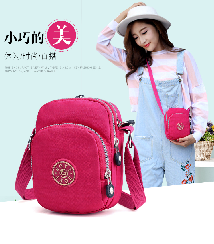 2021 new nylon messenger mobile phone bag female mini small bag Korean version shoulder coin purse oblique cross bag cloth bag summer