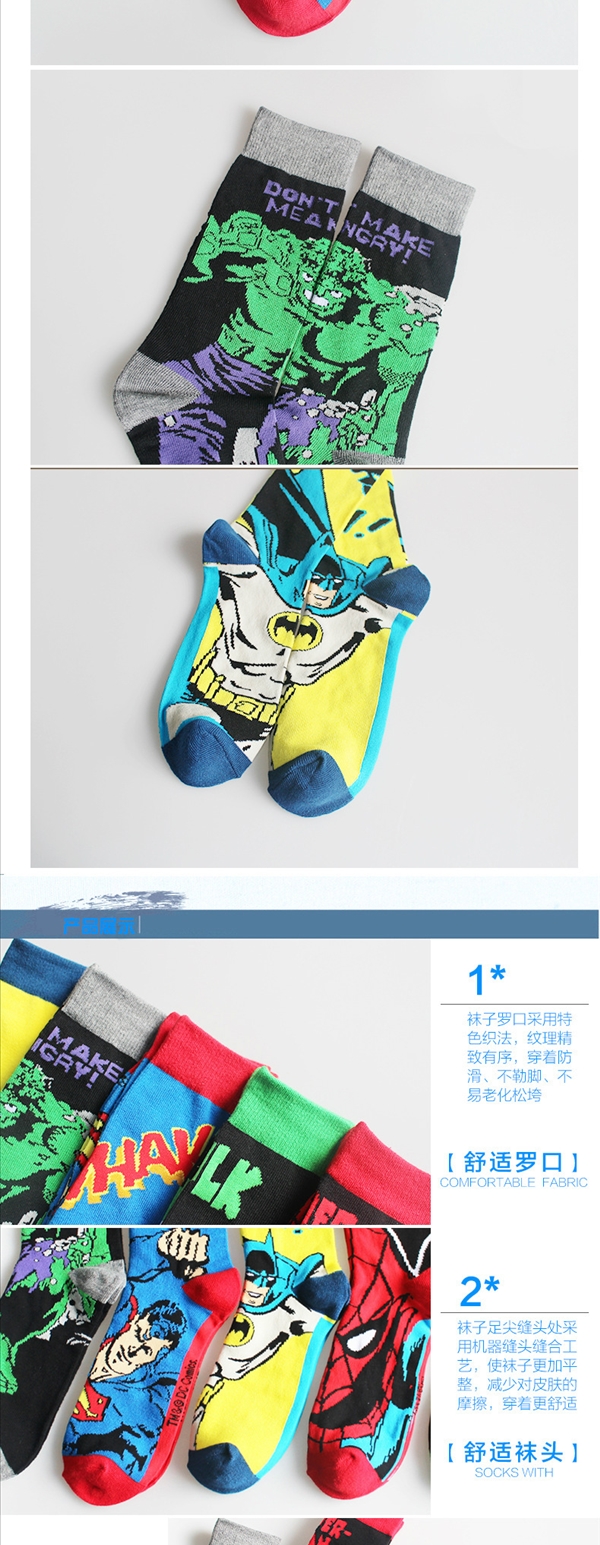 Phim hoạt hình anime Siêu nhân Marvel sê-ri vớ cotton ống vớ thể thao cá tính - Vớ thể thao tất thể thao đá bóng