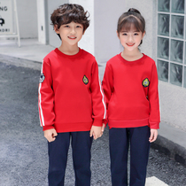 Kindergarten Garden Clothing Spring Autumn Clothing Red Sweatshirt Two Sets Children Class Children School Uniform Suit Sportswear Suit