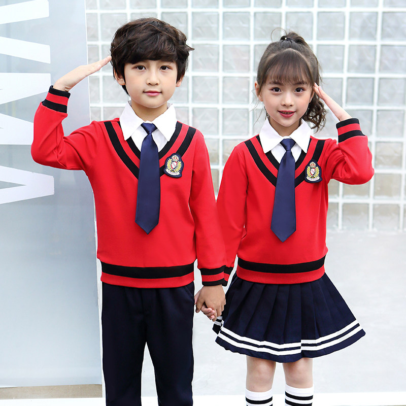 Kindergarden garden suit spring and autumn vest set to show in English College Wind Boys and Girls School Uniform