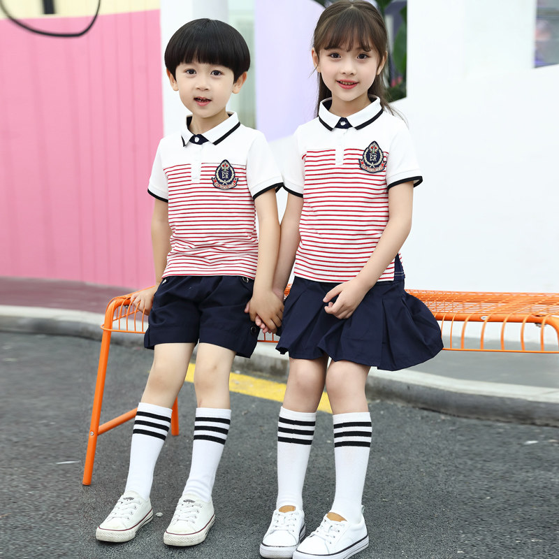 Kindergarten Garden Suit Summer Clothing Short Sleeves Children Banfu Graduation Suit Summer Yinglun College Wind Elementary School Uniforms Suit